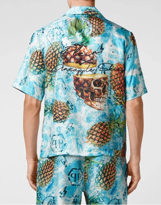 Silk Shirt Bowling SS Pineapple Skies