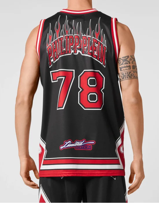 Basket Tank Top Skull on fire