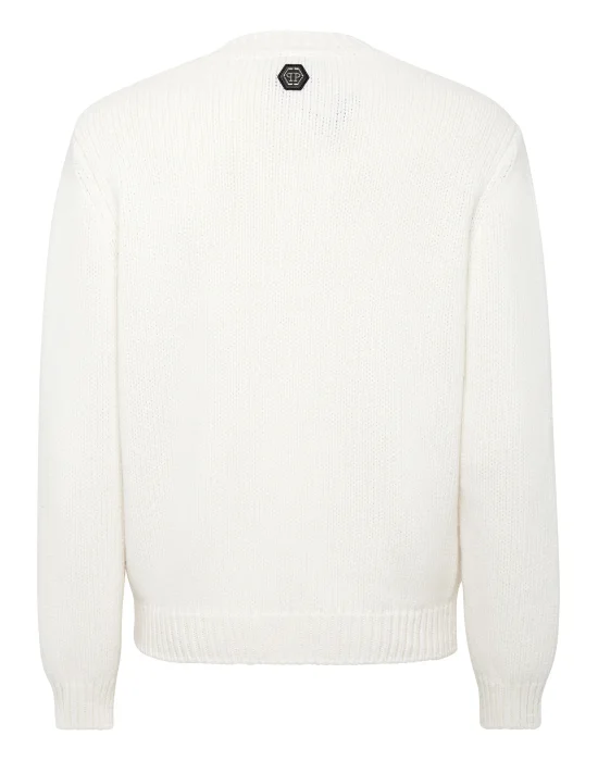 Wool Cotton Pullover Round Neck LS Tattoo Patches