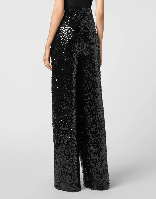 High Waist Trousers Pailletes Gothic Plein