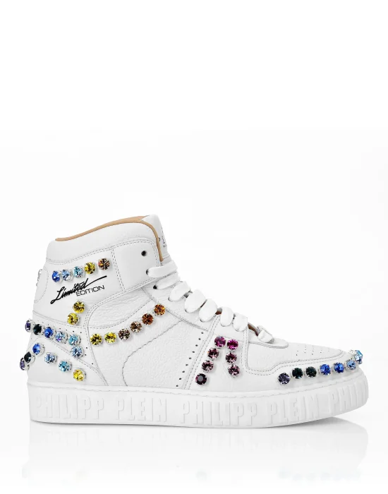 Leather Hi-Top Sneakers Crystal