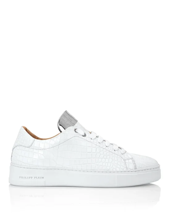 LO-TOP SNEAKERS SILVER $URFER COCCO PRINT