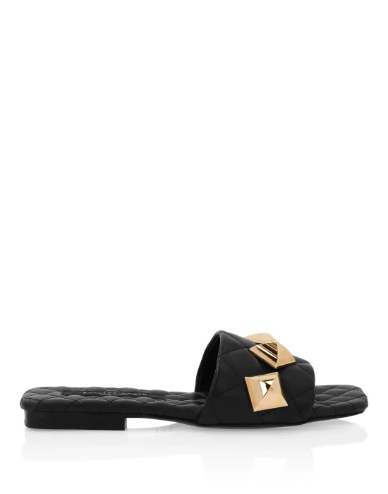 Matelassè Sandals Flat Studs