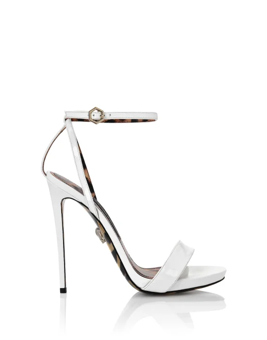 Patent Leather Sandals High Heels Leopard
