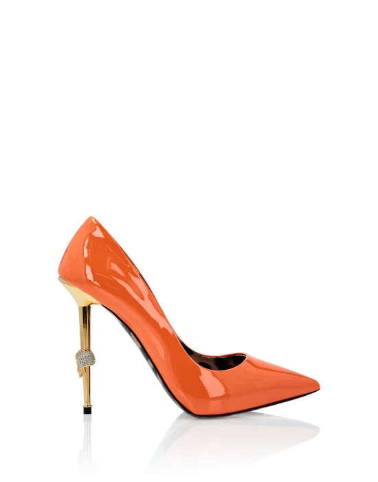 Skull Heel Patent Leather Pumps