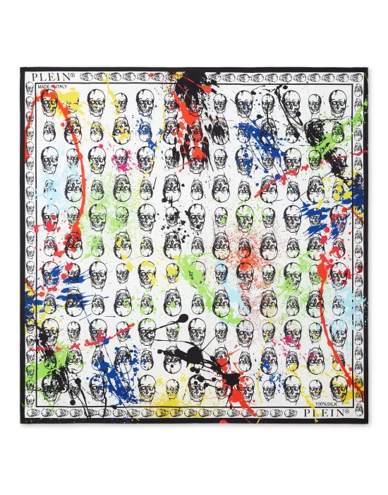 Silk Foulard 90x90 Dripping Skull