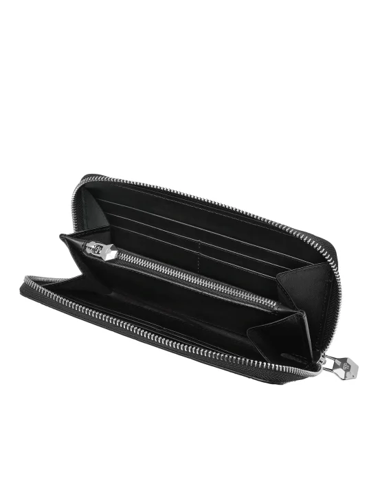 Croco Embossed Round Zip Wallet