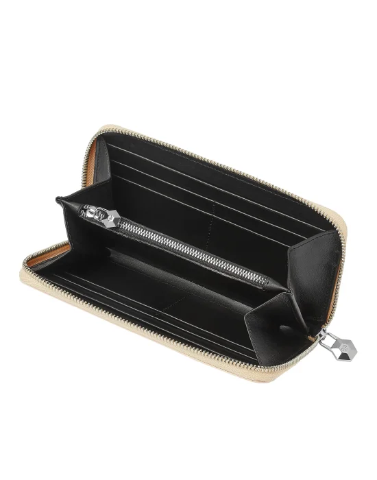 Croco Embossed Round Zip Wallet