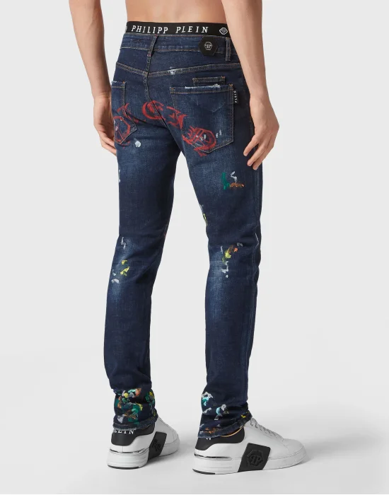 Denim Trousers Super Straight Cut Dripping