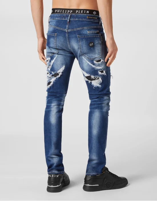Denim Trousers Super Straight Cut Destroyed