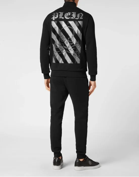 Jogging Tracksuit: Top/Trousers with Crystals Rainbow Stripes