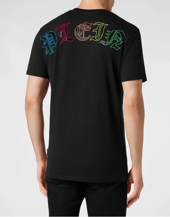 Embroidered T-shirt Round Neck SS with Crystals Gothic Plein