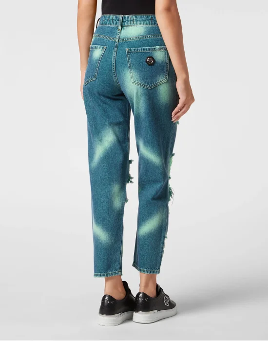 Denim Trousers Mom Fit Tie-Dye