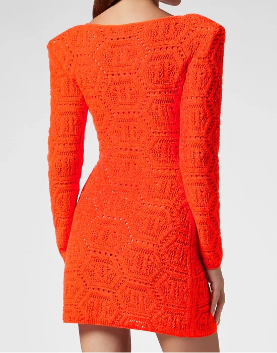 Fluo Knit Mini Dress Monogram