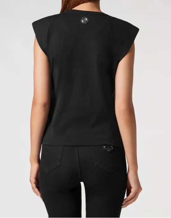 Sleeveless T-Shirt Sexy Pure with Crystals
