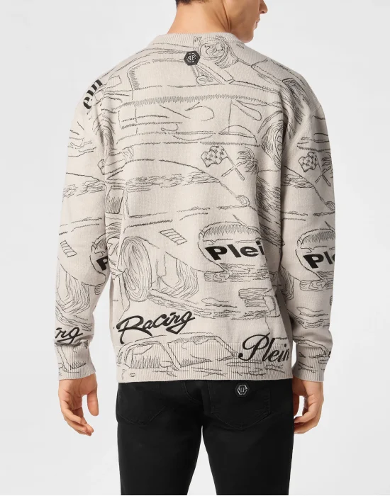 Knitted Pullover Round Neck LS Cars Racing