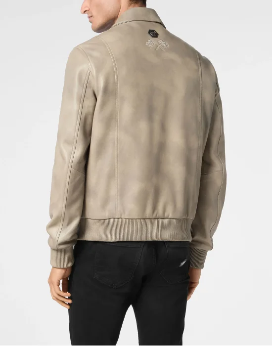 Leather Coster Bomber Jacket LS