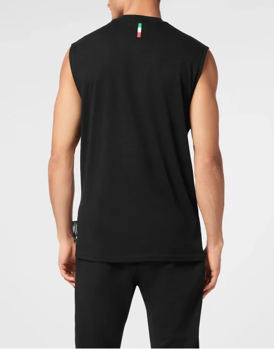 Cotton Dotted T-shirt Round Neck Sleeveless Lamina Tiger
