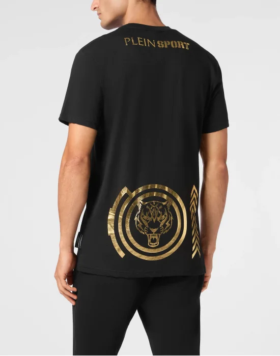 Plein Sport Cotton T-shirt Round Neck SS Lamina Tiger