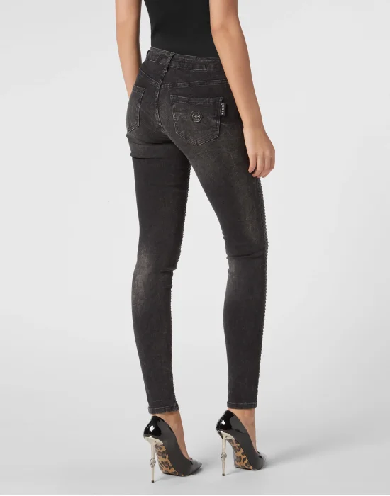 Denim Jegging Fit Trousers Strass