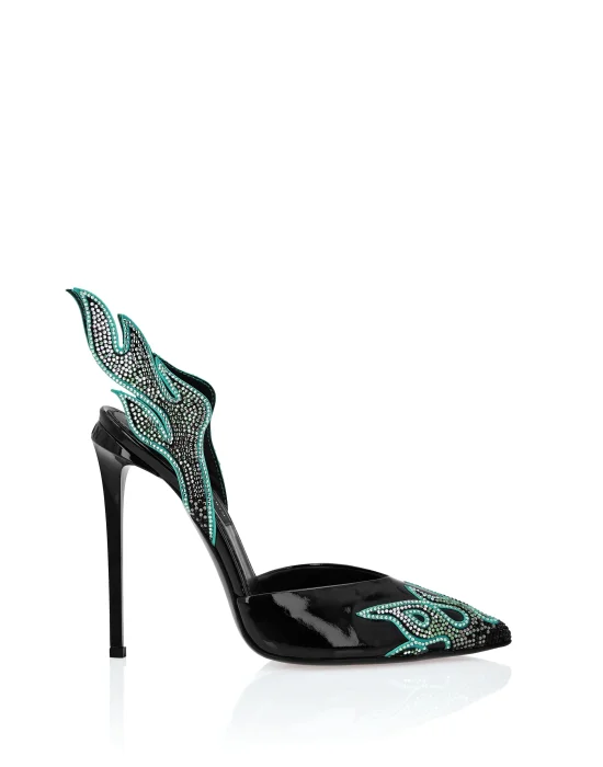 Leather Slingback High Heels 12 Flame
