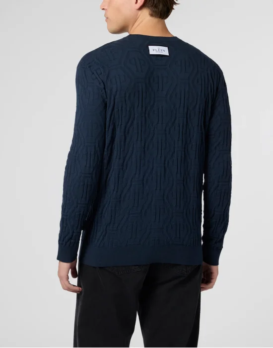 Jacquard Round Neck Pullover Monogram
