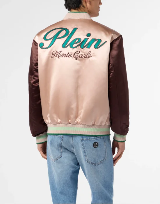 Shiny Satin College Bomber Signature Monte Carlo