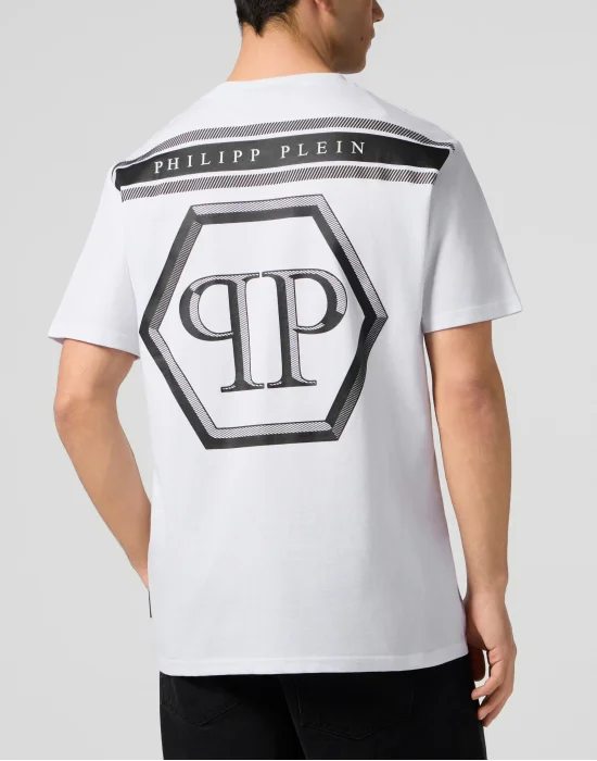 Round Neck T-Shirt Lines Hexagon