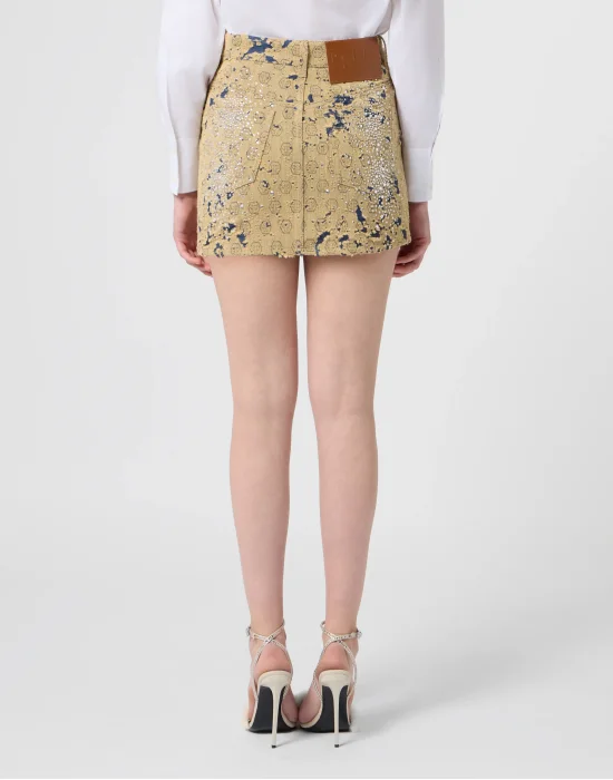 Jacquard Mini Skirt Monogram Crystal