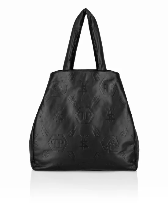Leather Handle bag maxi Embossed Monogram