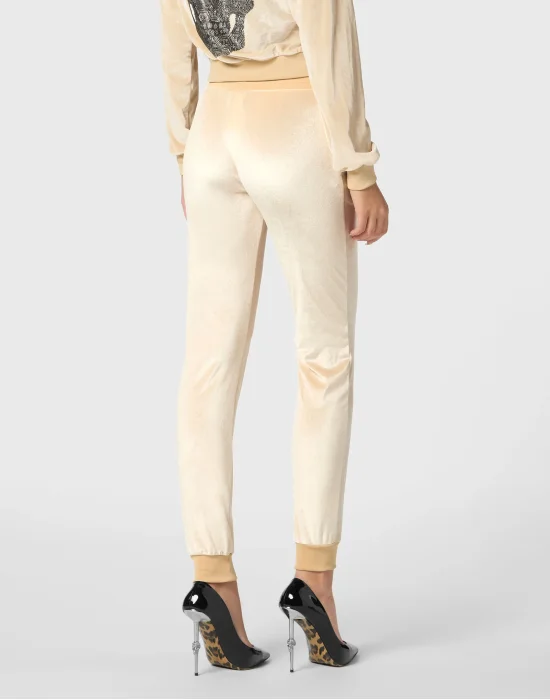 Chenille Jogging Trousers Strass Skull