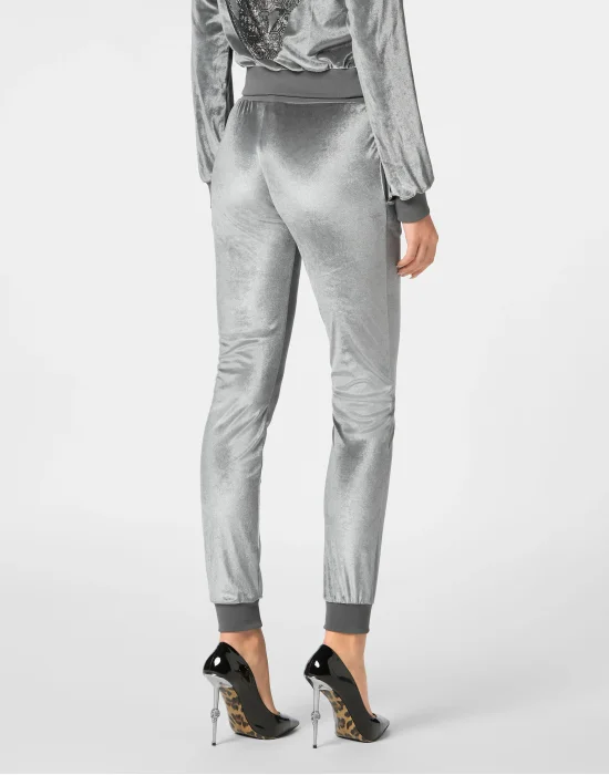 Chenille Jogging Trousers Strass Skull