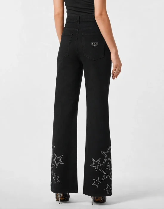 Straight Fit Jeans Star Studs And Strass