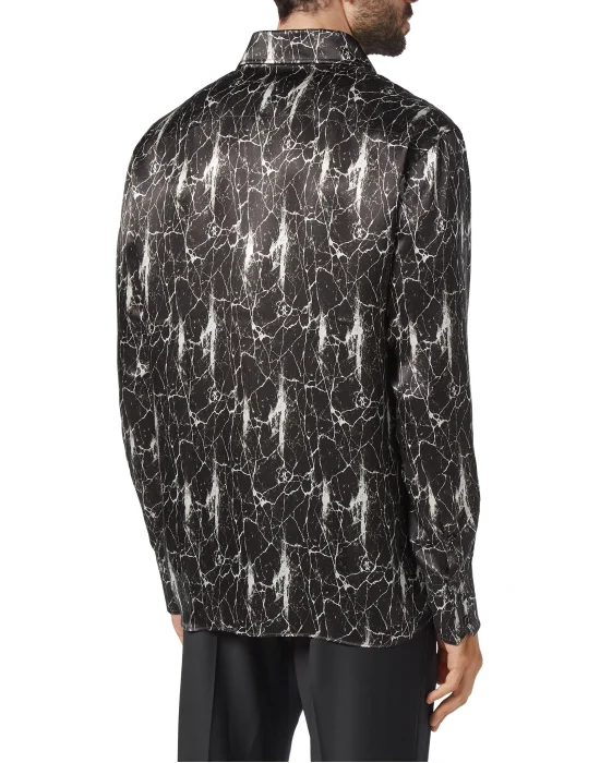 Silk Shirt Silver Cut LS/Flavio Marbled