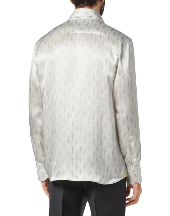 Silk Shirt Silver Cut LS/Flavio Geometric
