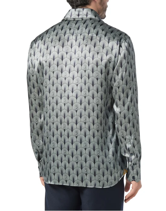Silk Shirt Silver Cut LS/Flavio Geometric