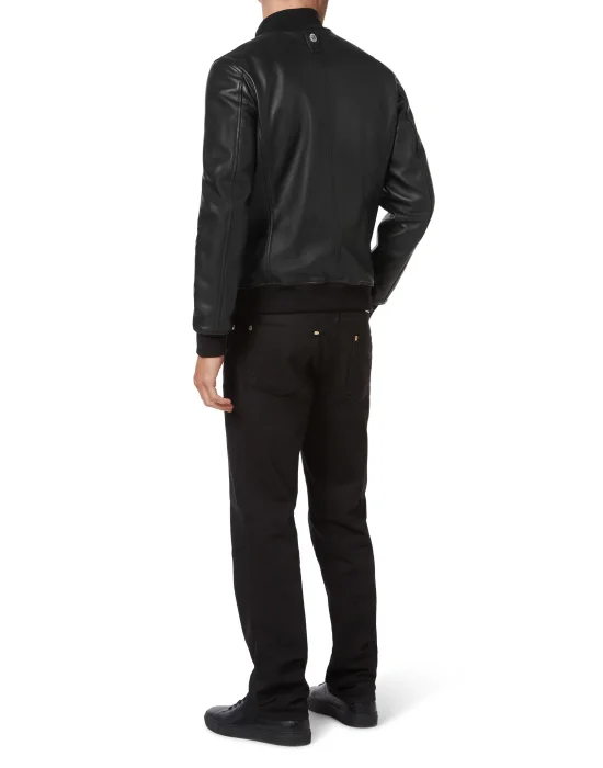 High Collar Leather Bomber