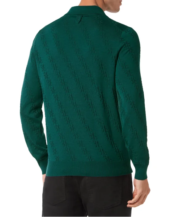 Wool and Silk Pullover Polo-Neck LS