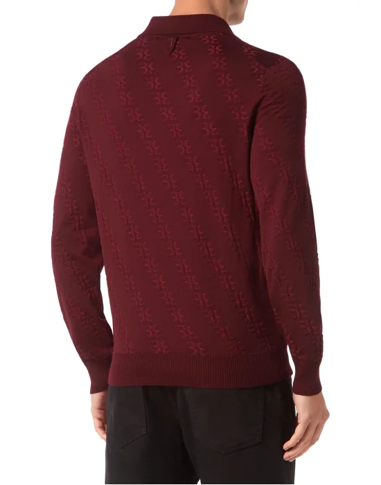 Wool and Silk Pullover Polo-Neck LS