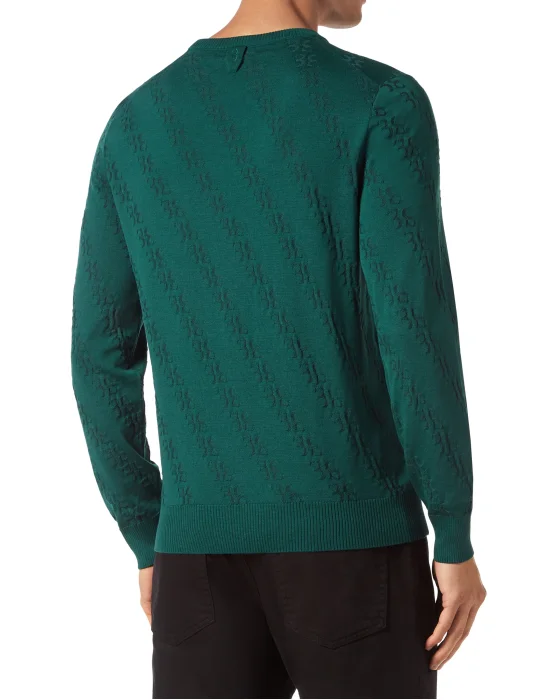Wool and Silk Pullover Round Neck LS