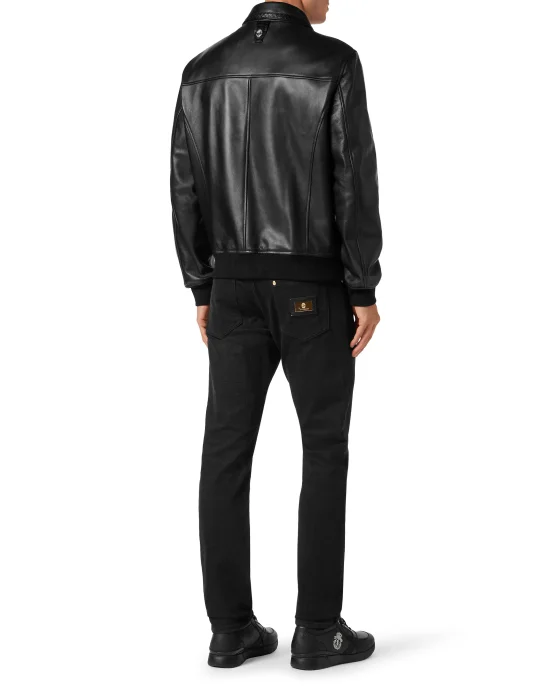 Leather Bomber with Pytone Inserts