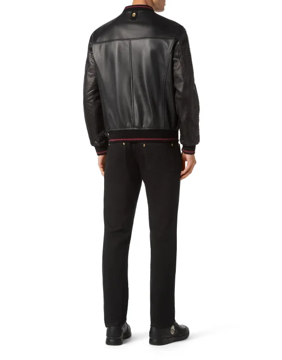 Python Leather Mix Bomber